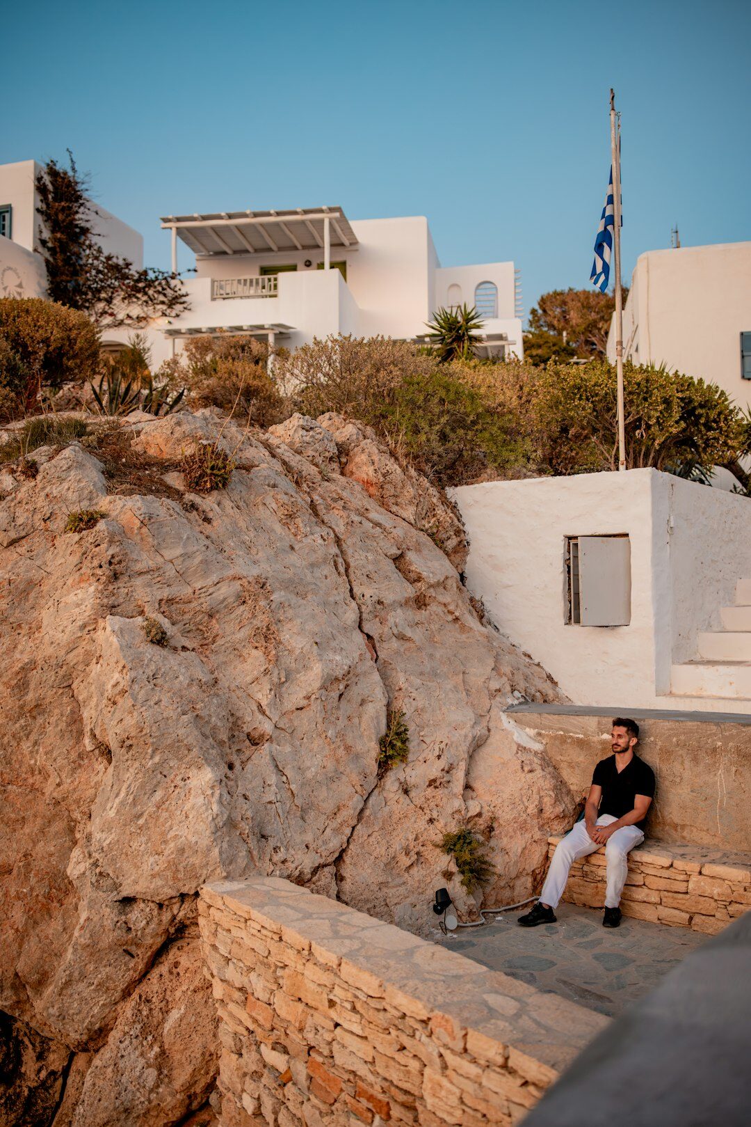 greek island cliff view